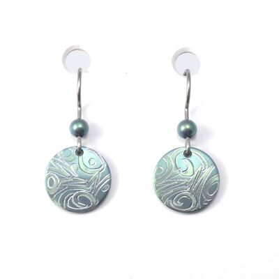 Titanium earrings. Green. Very light and absolutely allergy free! Available in 5 colours. Handmade in France. TT688 GRO