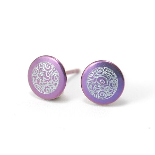 Titanium earrings. Violet. Very light and absolutely allergy free! Available in 5 colours. Handmade in France. TT696 PA