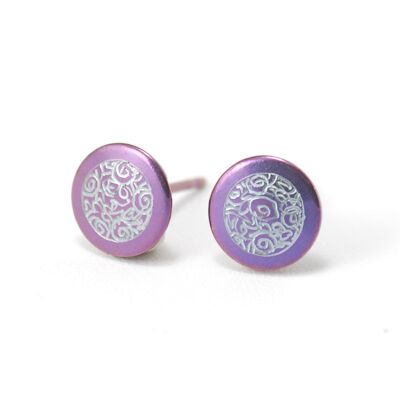 Boucles d'oreilles en titane. Violet. Très léger et absolument sans allergie! Disponible en 5 couleurs. Fabriqué à la main en France. TT696 PA