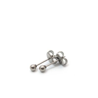 Small Titanium ball earring, very light and absolutely allergy free! Gray. Available in 5 colours. Handmade in France. TT266S GRI