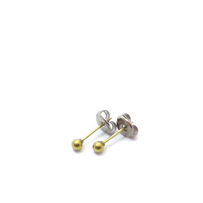 Small Titanium ball earring, very light and absolutely allergy free! Yellow. Available in 5 colours. Handmade in France. TT266S GE