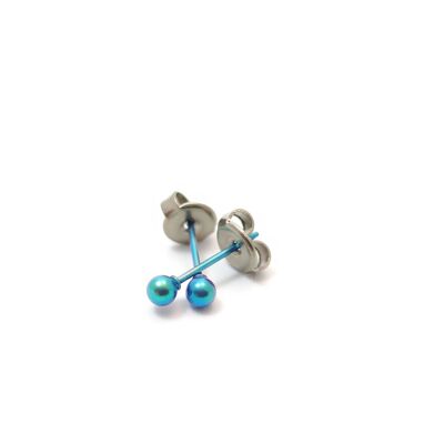 Small Titanium ball earring, very light and absolutely allergy free! Green. Available in 5 colours. Handmade in France. TT266S GRO