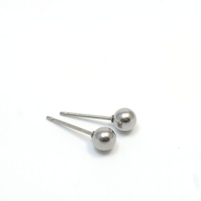 Medium Titanium ball earring, very light and absolutely allergy free! Gray. Available in 5 colours. Handmade in France. TT266M GRI