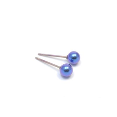 Medium Titanium ball earring, very light and absolutely allergy free! Blue. Available in 5 colours. Handmade in France. TT266M BL