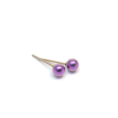 Orecchino a sfera in Titanio medio, leggerissimo e assolutamente anallergico! Viola. Disponibile in 5 colori. Fatto a mano in Francia. TT266M PA