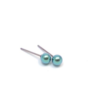 Boucle d'oreille boule moyenne en titane, très légère et absolument sans allergie ! Vert. Disponible en 5 couleurs. Fabriqué à la main en France. TT266M GR