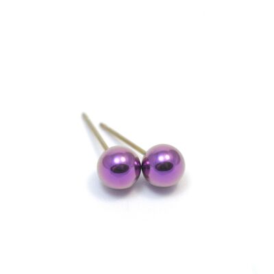 Titanium ball earring, very light and absolutely allergy free! Violet. Available in 5 colours. Handmade in France. TT266L PA