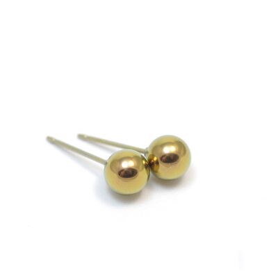 Titanium ball earring, very light and absolutely allergy free! Yellow. Available in 5 colours. Handmade in France. TT266L GE