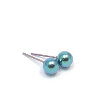Titanium ball earring, very light and absolutely allergy free! Green. Available in 5 colours. Handmade in France. TT266L GRO