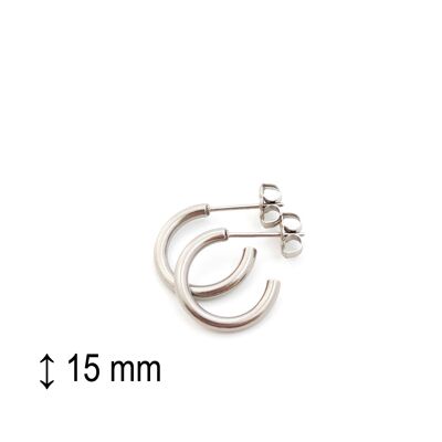 Petites boucles d'oreilles créoles en titane, très légères et absolument sans allergie ! Gris. Disponible en 5 couleurs. Fabriqué à la main en France. TT703S GRI