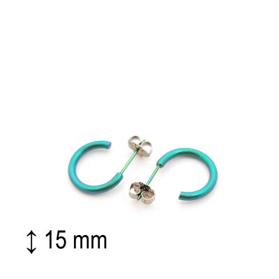Small Titanium Creole earrings, very light and absolutely allergy free! Green. Available in 5 colours. Handmade in France. TT703S GRO