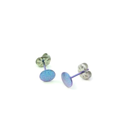Small Titanium earrings. Blue. Very light and absolutely allergy free! Available in 5 colours. Handmade in France. TT494r BL