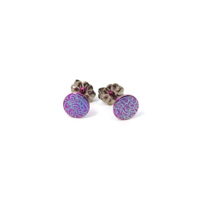 Small Titanium earrings. Violet. Very light and absolutely allergy free! Available in 5 colours. Handmade in France. TT494r PA