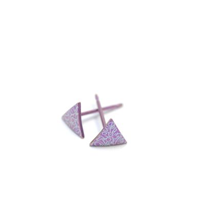 Small Titanium triangle earrings.  Violet .Very light and absolutely allergy free! Available in 5 colours. Handmade in France. TT494d PA