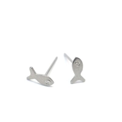 Small Titanium fish earrings.  Gray. Very light and absolutely allergy free! Available in 5 colours. Handmade in France. TT656 GRI