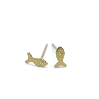 Petites boucles d'oreilles poisson en titane. Jaune. Très léger et absolument sans allergie! Disponible en 5 couleurs. Fabriqué à la main en France. TT656 GE