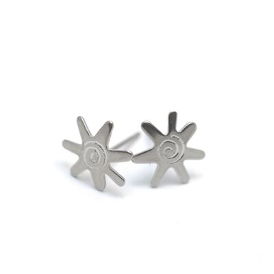 Titanium earrings sun.  Gray. Very light and absolutely allergy free! Available in 5 colours. Handmade in France. TT244-8 GRI