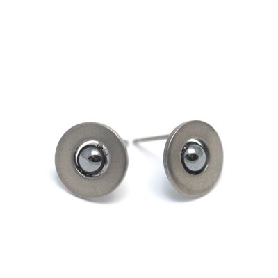 Titanium earrings with hematite balls. Gray. Very light and absolutely allergy free! Available in 5 colours. Handmade in France. TT572 GRI