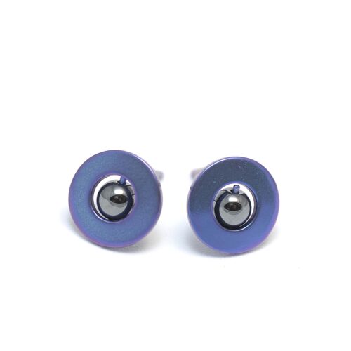 Titanium earrings with hematite balls. Blue. Very light and absolutely allergy free! Available in 5 colours. Handmade in France. TT572 BL