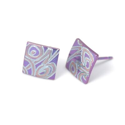 Titanium square earrings .  Violet. Very light and absolutely allergy free! Available in 5 colours. Handmade in France. TT208 PA