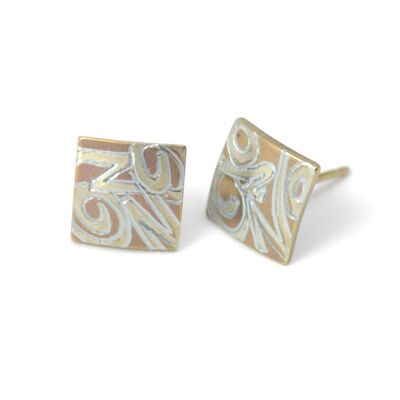 Boucles d'oreilles carrées en titane. Jaune. Très léger et absolument sans allergie! Disponible en 5 couleurs. Fabriqué à la main en France. TT208GE