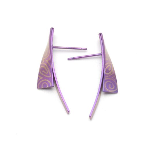 Titanium earrings.  Violet. Very light and absolutely allergy free! Available in 5 colours. Handmade in France. TT249G PA