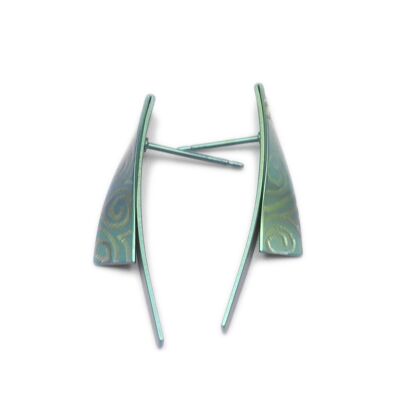 Titanium earrings.  Green. Very light and absolutely allergy free! Available in 5 colours. Handmade in France. TT249G GRO