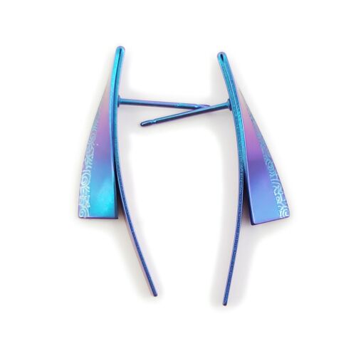 Titanium earrings.  Blue. Very light and absolutely allergy free! Available in 5 colours. Handmade in France. TT249F BL