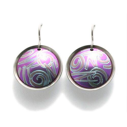 Titanium earrings.  Violet. Very light and absolutely allergy free! Available in 5 colours. Handmade in France. TT667 PA