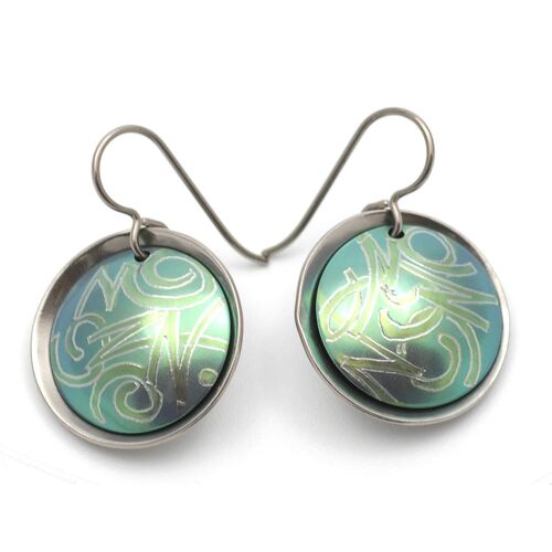 Titanium earrings.  Green. Very light and absolutely allergy free! Available in 5 colours. Handmade in France. TT667 GRO