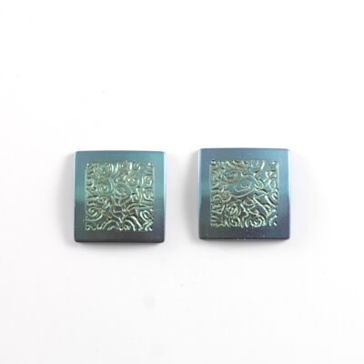 Titanium square earrings.  Green. Very light and absolutely allergy free! Available in 5 colours. Handmade in France. TT682 GRO