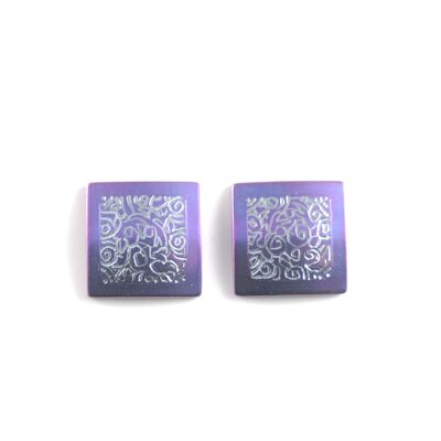 Titanium square earrings.  Violet. Very light and absolutely allergy free! Available in 5 colours. Handmade in France. TT682 PA
