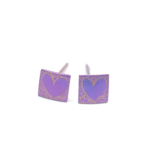 Titanium earrings.  Violet. Very light and absolutely allergy free! Available in 5 colours. Handmade in France. TT683 PA