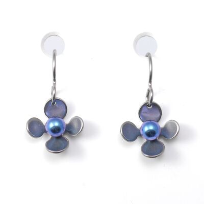Titanium earrings.  Blue. Very light and absolutely allergy free! Available in 5 colours. Handmade in France. TT687 BL