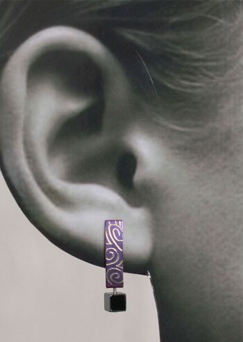 Boucles d'oreilles en titane. Violet Très léger et absolument sans allergie ! Disponible en 5 couleurs. Fabriqué à la main en France. TT486 PA 2