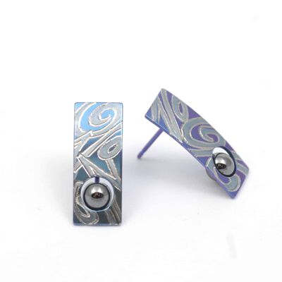 Titanium Earrings. Blue.  Very light and absolutely allergy free! Available in 5 colours. Handmade in France. TT500NT BL