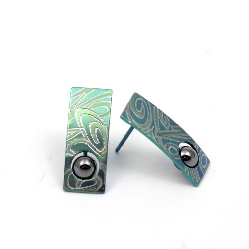 Titanium Earrings. Green.  Very light and absolutely allergy free! Available in 5 colours. Handmade in France. TT500NT GRO