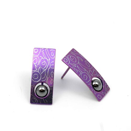 Titanium Earrings. Violet.  Very light and absolutely allergy free! Available in 5 colours. Handmade in France. TT500F PA