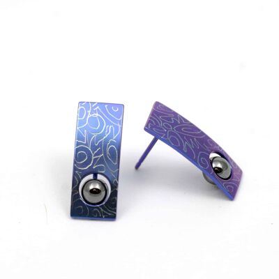 Titanium Earrings. Blue.  Very light and absolutely allergy free! Available in 5 colours. Handmade in France. TT500F BL