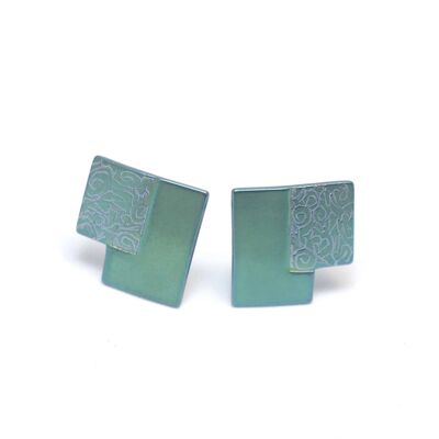 Titanium Earrings. Green.Very light and absolutely allergy free! Available in 5 colours. Handmade in France. TT537 GRO