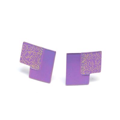 Titanium Earrings. Violet. Very light and absolutely allergy free! Available in 5 colours. Handmade in France. TT537 PA