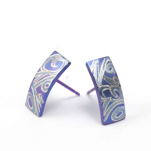 Titanium Earrings. Blue. Very light and absolutely allergy free! Available in 5 colours. Handmade in France. TT205 BL