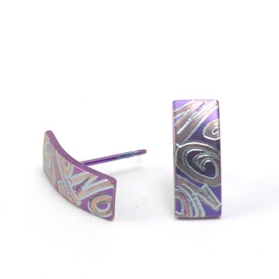 Titanium Earrings. Violet. Very light and absolutely allergy free! Available in 5 colours. Handmade in France. TT205 PA