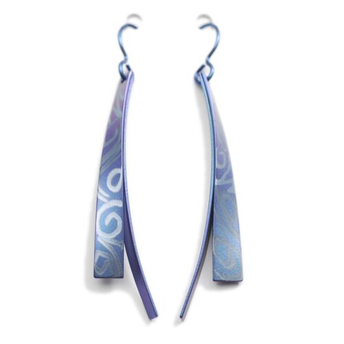 Titanium Earrings. Blue. Very light and absolutely allergy free! Available in 5 colours. Handmade in France. TT235G BL