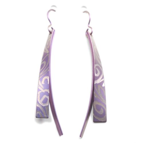 Titanium Earrings. Violet. Very light and absolutely allergy free! Available in 5 colours. Handmade in France. TT235G PA