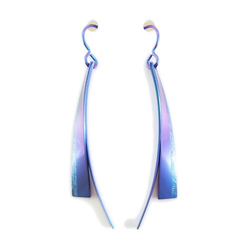 Titanium Earrings. Blue. Very light and absolutely allergy free! Available in 5 colours. Handmade in France. TT235F BL