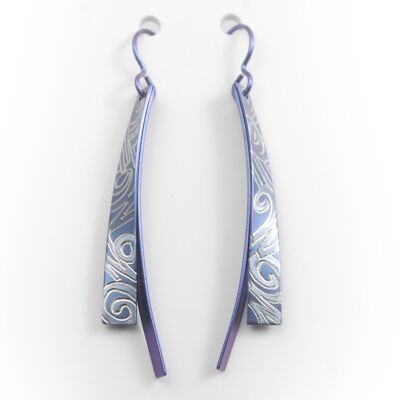 Titanium Earrings. Blue. Very light and absolutely allergy free! Available in 5 colours. Handmade in France. TT235NT BL