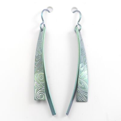 Titanium Earrings. Green. Very light and absolutely allergy free! Available in 5 colours. Handmade in France. TT235NT GRO