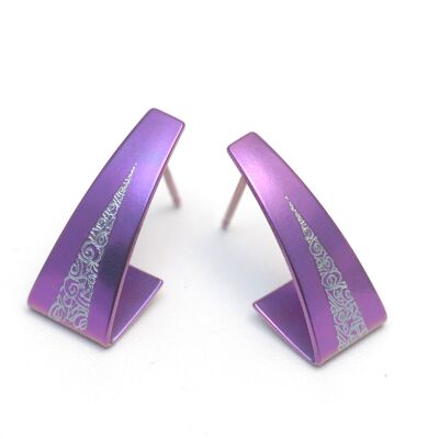 Titanium Earrings. Violet. Very light and absolutely allergy free! Available in 5 colours. Handmade in France. TT614 PA