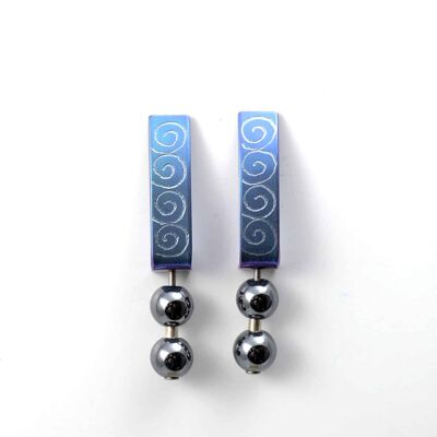 Titanium Earrings. Blue. Very light and absolutely allergy free! Available in 5 colours. Handmade in France. TT623 BL